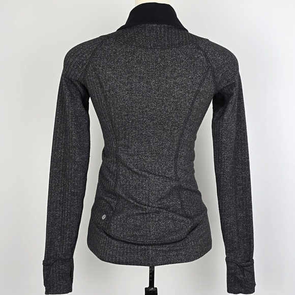 Lululemon Think Fast Pullover Top Mini Check Pique Black Heathered Black Size 2 - Picture 5 of 16